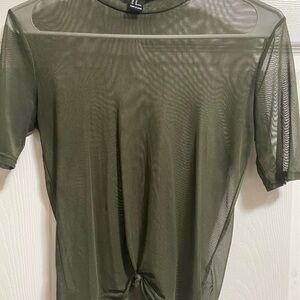 Sheer Olive Green Mesh Shirt